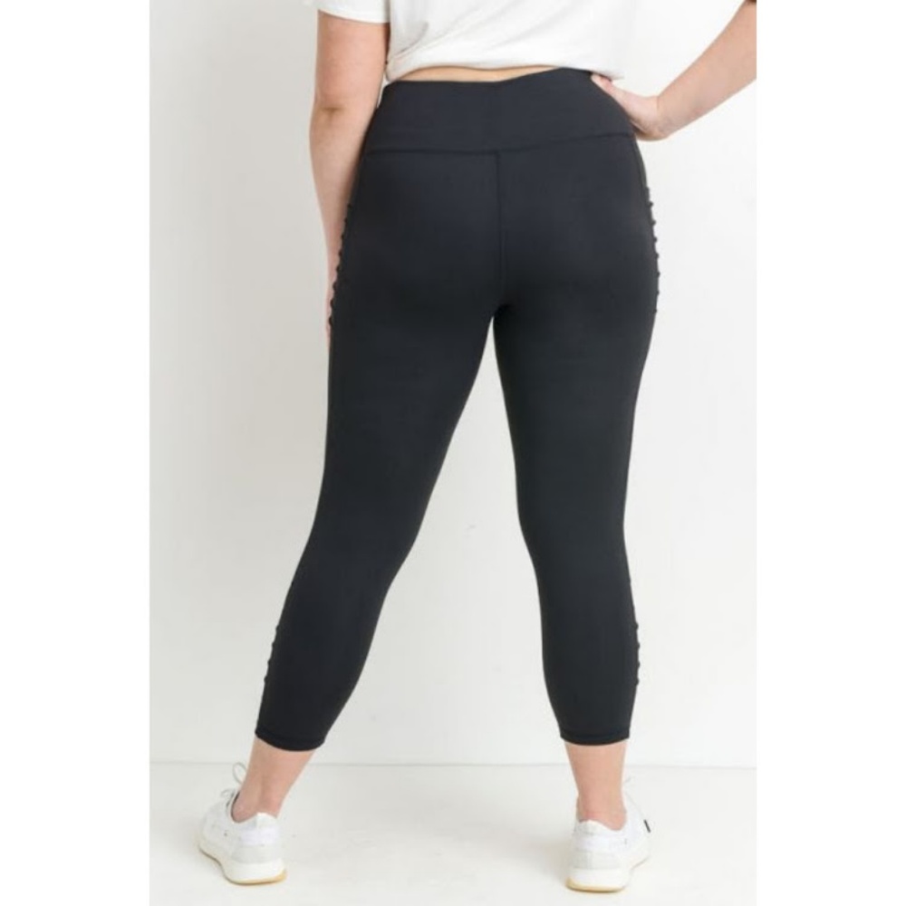 Moto Ribbed Full Leggings with Leggings and Pocket - Picture 4 of 5